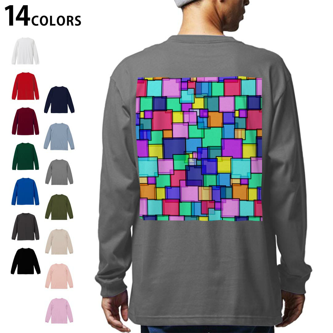 Other - 選べる14カラー バックプリント メンズ レディース ユニセックス unisex 長袖 デザイン XS S M L XL 2XL Tシャツ ロング ティーシャツ T shirt 000102 カラフル　タイル
