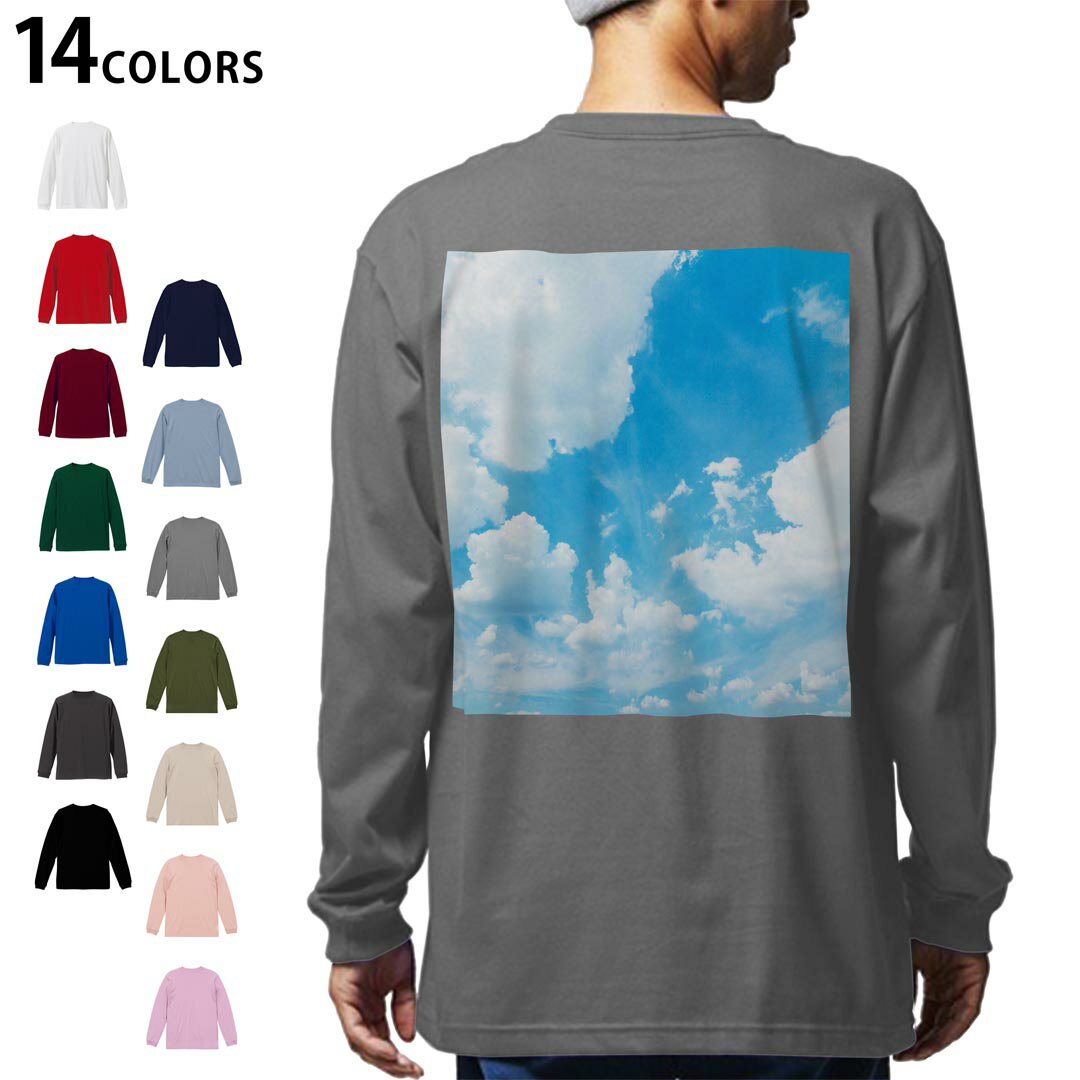 選べる14カラー バックプリント メンズ レディース ユニセックス unisex 長袖 デザイン XS S M L XL 2XL Tシャツ ロング ティーシャツ T shirt 003474 空 写真 景色