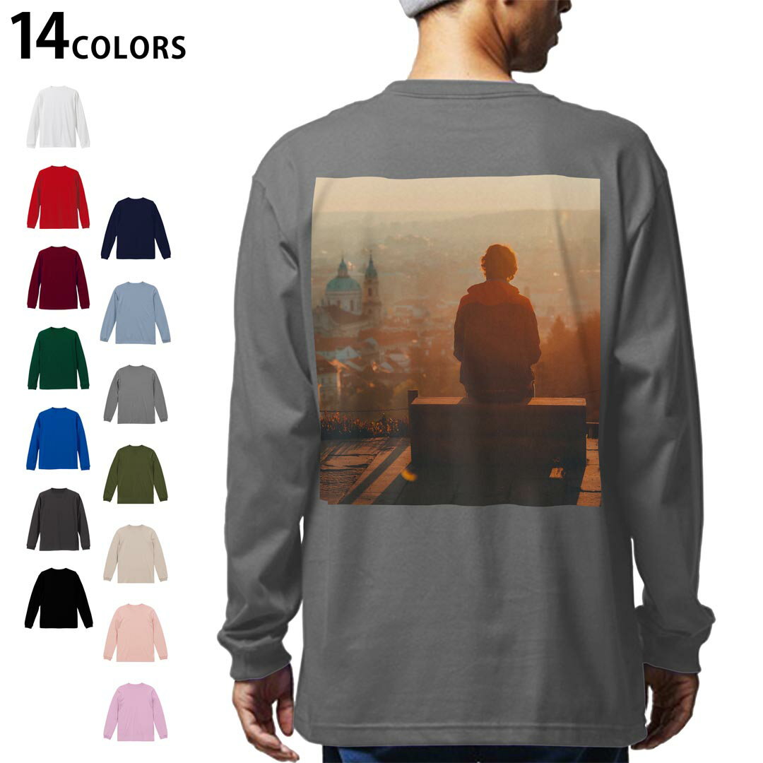 選べる14カラー バックプリント メンズ レディース ユニセックス unisex 長袖 デザイン XS S M L XL 2XL Tシャツ ロング ティーシャツ T shirt 023671 人物 写真 風景