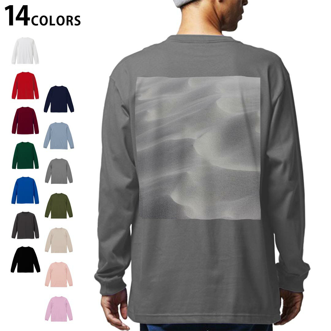 選べる14カラー バックプリント メンズ レディース ユニセックス unisex 長袖 デザイン XS S M L XL 2XL Tシャツ ロング ティーシャツ T shirt 023758 砂 写真
