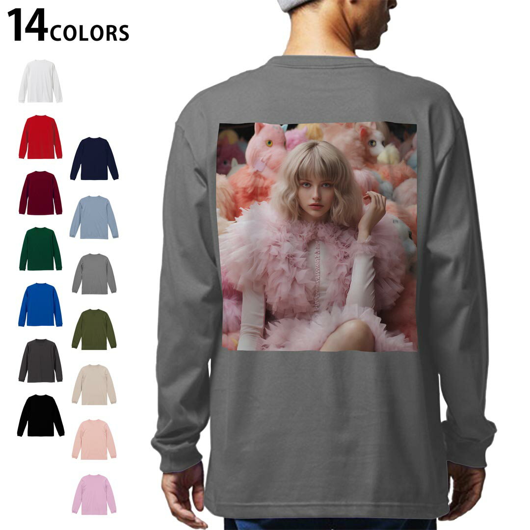 選べる14カラー バックプリント メンズ レディース ユニセックス unisex 長袖 デザイン XS S M L XL 2XL Tシャツ ロング ティーシャツ T shirt 036645 イラスト女の子