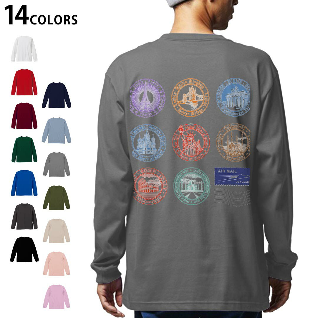 Other - 選べる14カラー バックプリント メンズ レディース ユニセックス unisex 長袖 デザイン XS S M L XL 2XL Tシャツ ロング ティーシャツ T shirt 009417 外国　風景　建物