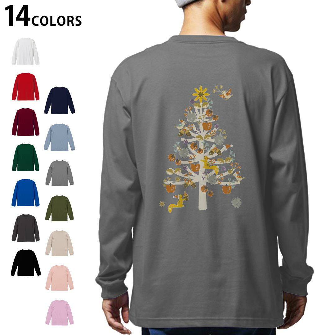 Other - 選べる14カラー バックプリント メンズ レディース ユニセックス unisex 長袖 デザイン XS S M L XL 2XL Tシャツ ロング ティーシャツ T shirt 009850 クリスマス　鳥