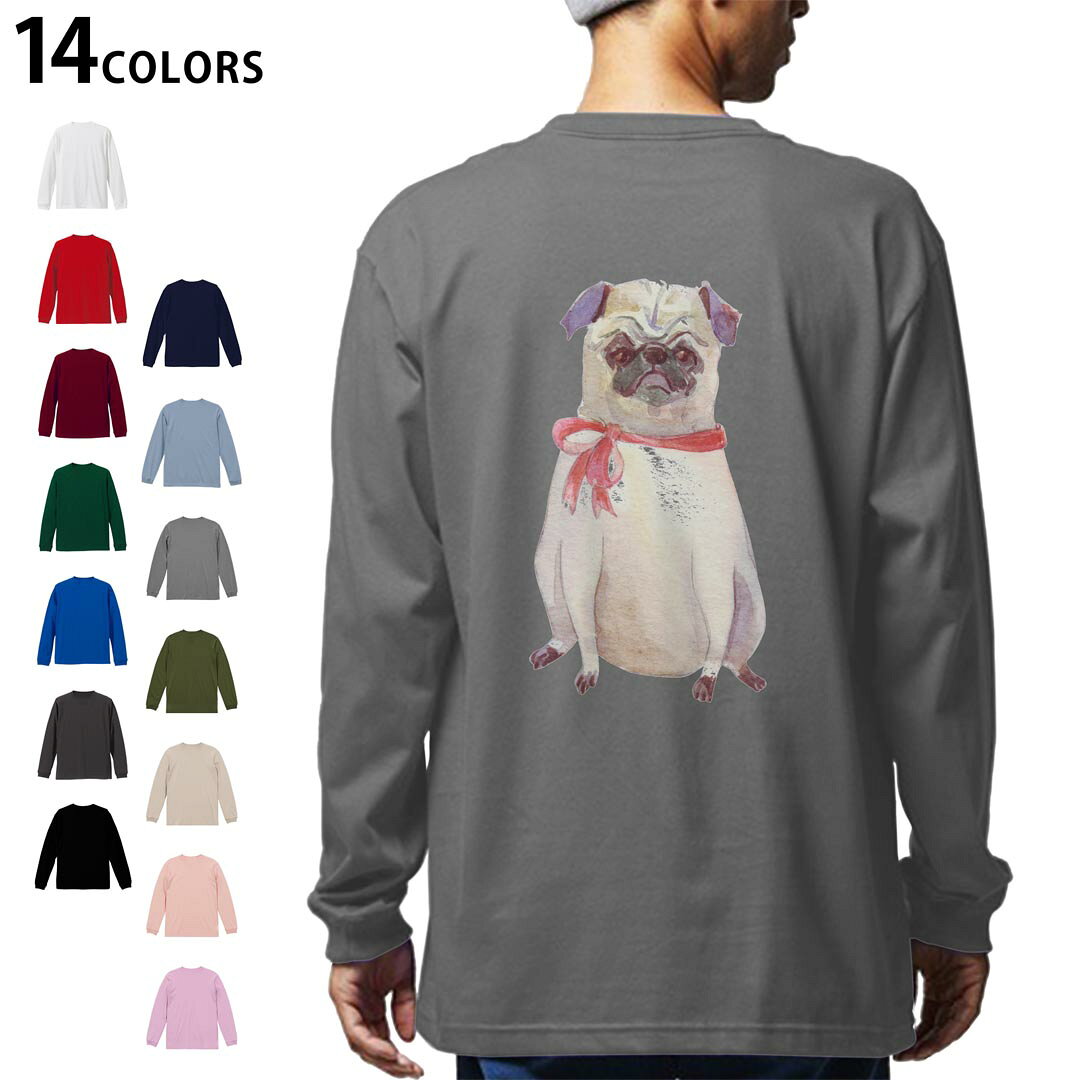 Other - 選べる14カラー バックプリント メンズ レディース ユニセックス unisex 長袖 デザイン XS S M L XL 2XL Tシャツ ロング ティーシャツ T shirt 011407 犬　動物　パグ