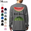 選べる14カラー 長袖リブ付きTシャ バックプリント メンズ レディース ユニセックス unisex 長袖 デザイン XS S M L XL 2XL Tシャツ ロング ティーシャツ T shirt 012062 英語 スイカ 果物