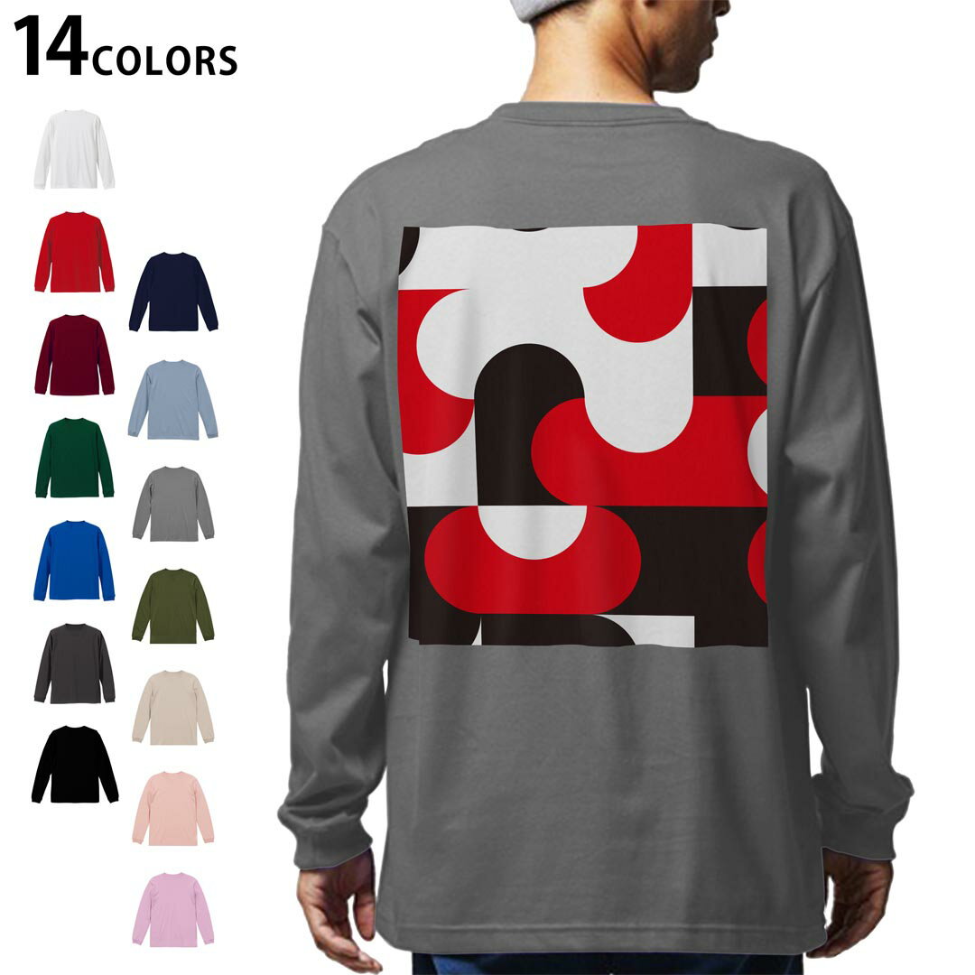 Other - 選べる14カラー バックプリント メンズ レディース ユニセックス unisex 長袖 デザイン XS S M L XL 2XL Tシャツ ロング ティーシャツ T shirt 012499 赤　黒　模様