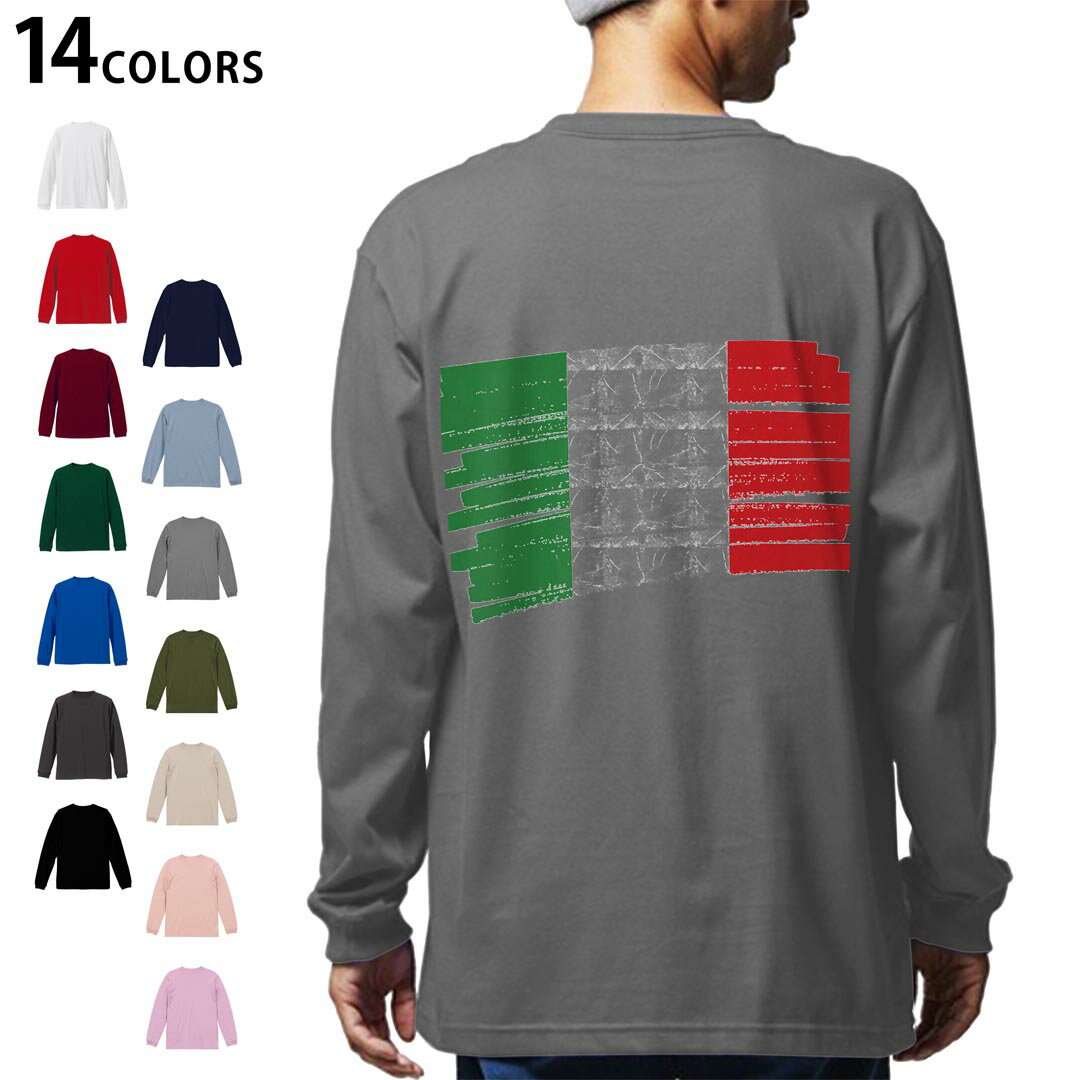 選べる14カラー バックプリント メンズ レディース ユニセックス unisex 長袖 デザイン XS S M L XL 2XL Tシャツ ロング ティーシャツ T shirt 018476 italy イタリア