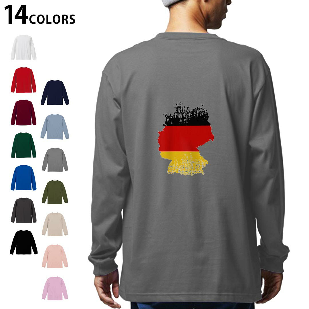選べる14カラー バックプリント メンズ レディース ユニセックス unisex 長袖 デザイン XS S M L XL 2XL Tシャツ ロング ティーシャツ T shirt 018833 germany ドイツ