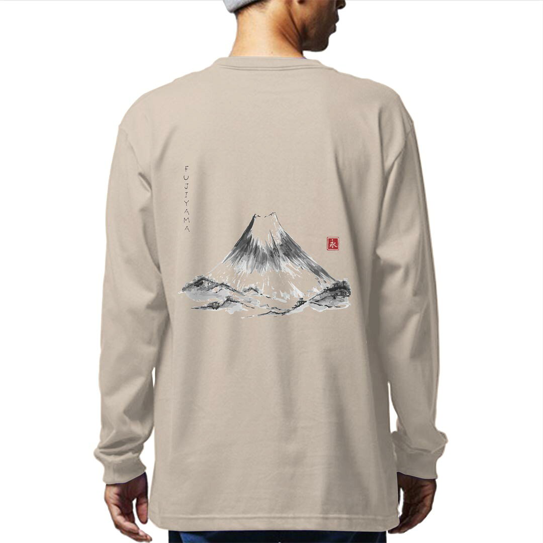14 colores para elegir Backprint Hombres Damas Unisex Guantes largos Diseño XS S M L XL 2XL T-Shirt Long T-Shirt T-Shirt 032059 Tinta de tinta Fuji Mountain Japón — vista 2