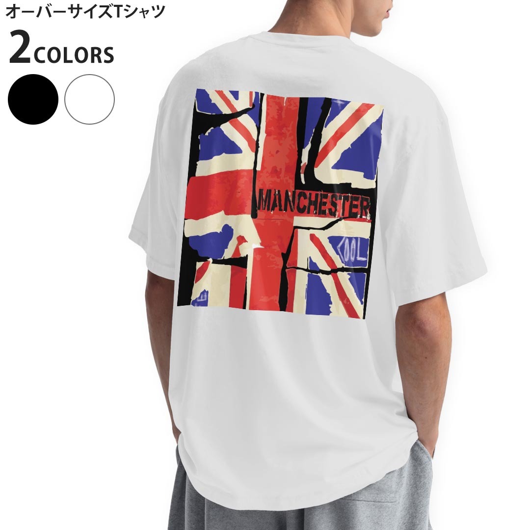 オーバーサイズ Tシャツ バックプリント メンズ 半袖 ビッグシルエット 大きめ 抜け感 ホワイト グレー デザイン S M L XL 2XL tシャツ ティーシャツ T shirt ユニオンジャック　国旗　イギリス　012698