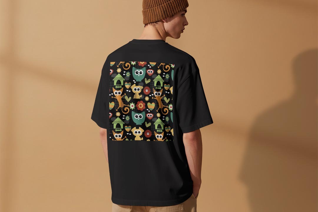 オーバーサイズ Tシャツ バックプリント メンズ 半袖 ビッグシルエット 大きめ 抜け感 ホワイト グレー デザイン S M L XL 2XL tシャツ ティーシャツ T shirt かわいい　柄　ふくろう　000070 — vista 2