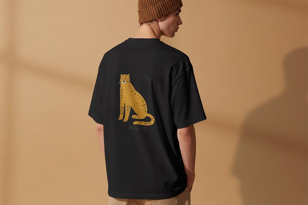 オーバーサイズ Tシャツ バックプリント メンズ 半袖 ビッグシルエット 大きめ 抜け感 ホワイト グレー デザイン S M L XL 2XL tシャツ ティーシャツ T shirt J jaguar ジャガー　019942 — vista 2