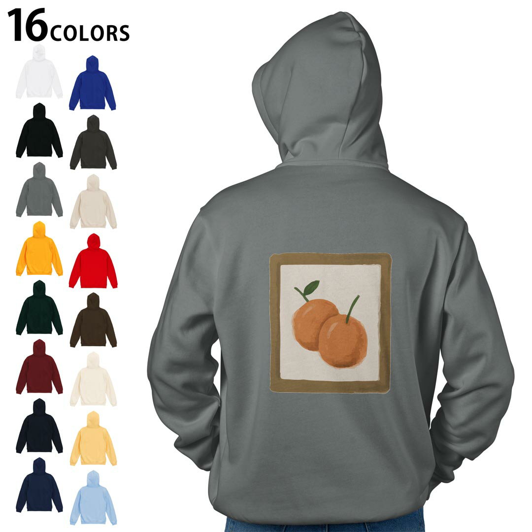 選べる16カラープルオーバー パーカー バックプリント フーディ メンズ レディース ユニセックス 長袖 デザイン S M L XL 2XL hoodie 034642 デザイン サクランボ 手書き