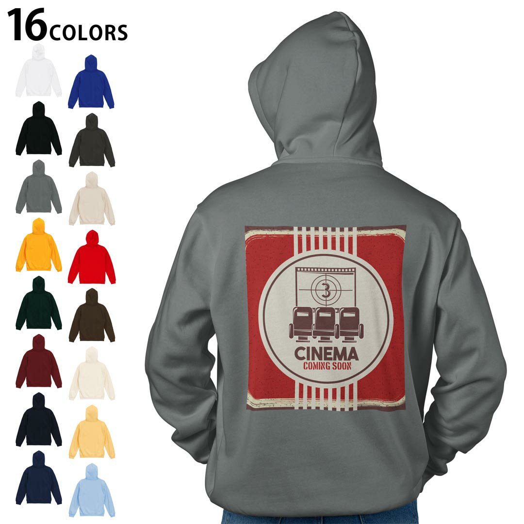 選べる16カラープルオーバー パーカー バックプリント フーディ メンズ レディース ユニセックス 長袖 デザイン S M L XL 2XL hoodie 035983 映画 赤 カメラ