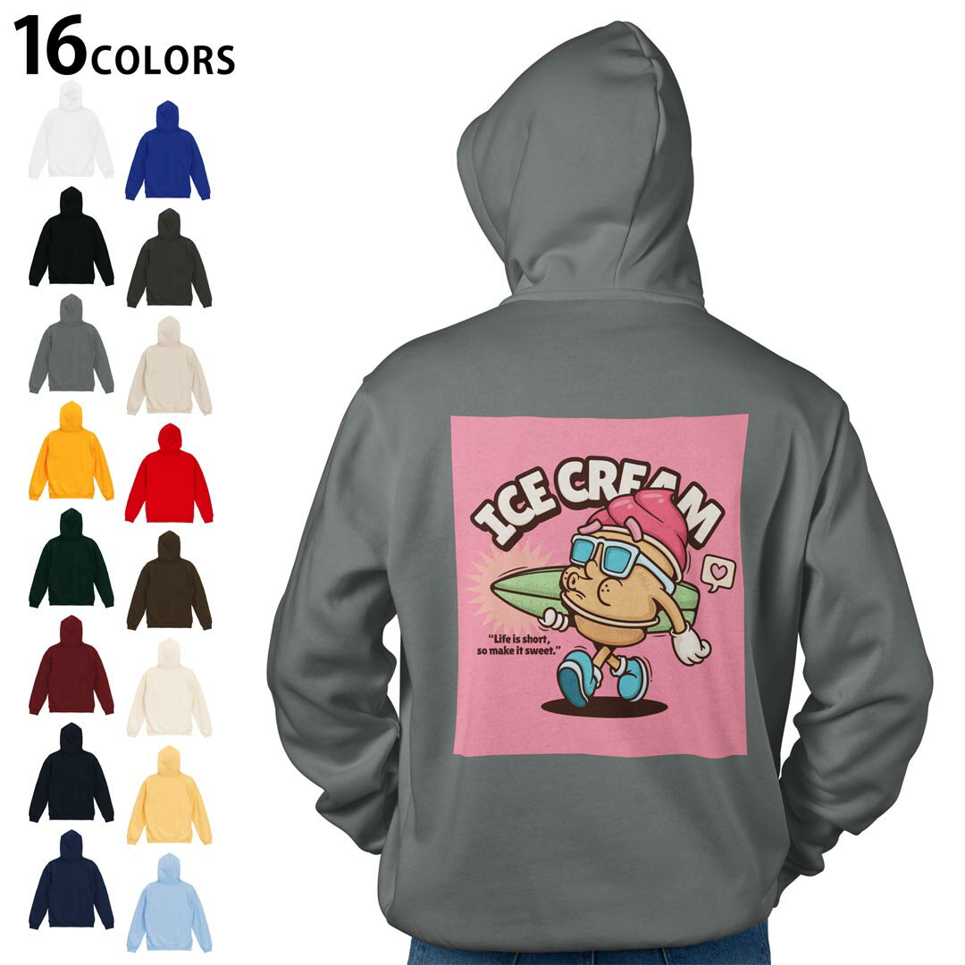 選べる16カラープルオーバー パーカー バックプリント フーディ メンズ レディース ユニセックス 長袖 デザイン S M L XL 2XL hoodie 036022 アイス ピンク ハート