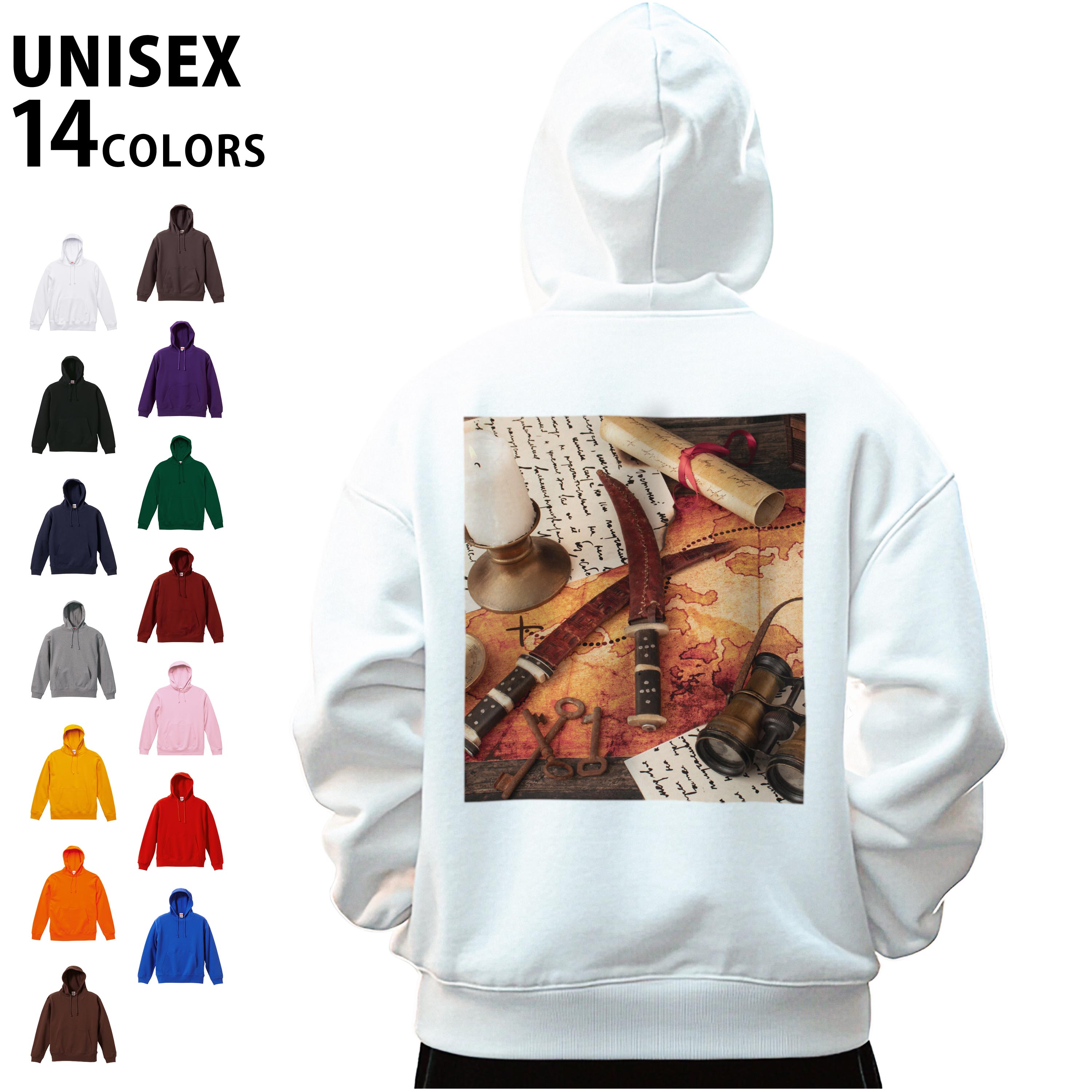 選べる14カラー パーカー バックプリント メンズ レディース ユニセックス 長袖 ホワイト グレー ブラ..