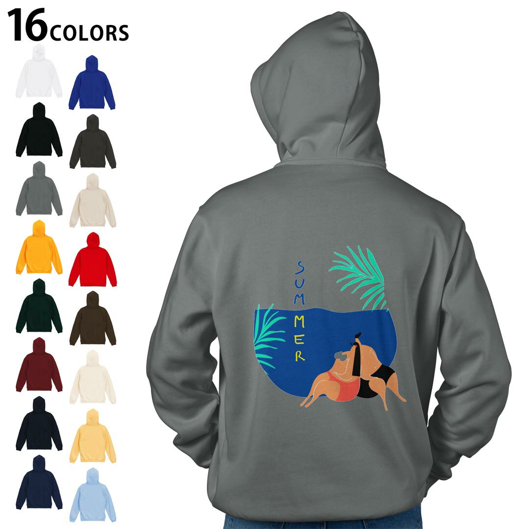 選べる16カラープルオーバー パーカー バックプリント フーディ メンズ レディース ユニセックス 長袖 デザイン S M L XL 2XL hoodie 036624 夏 海