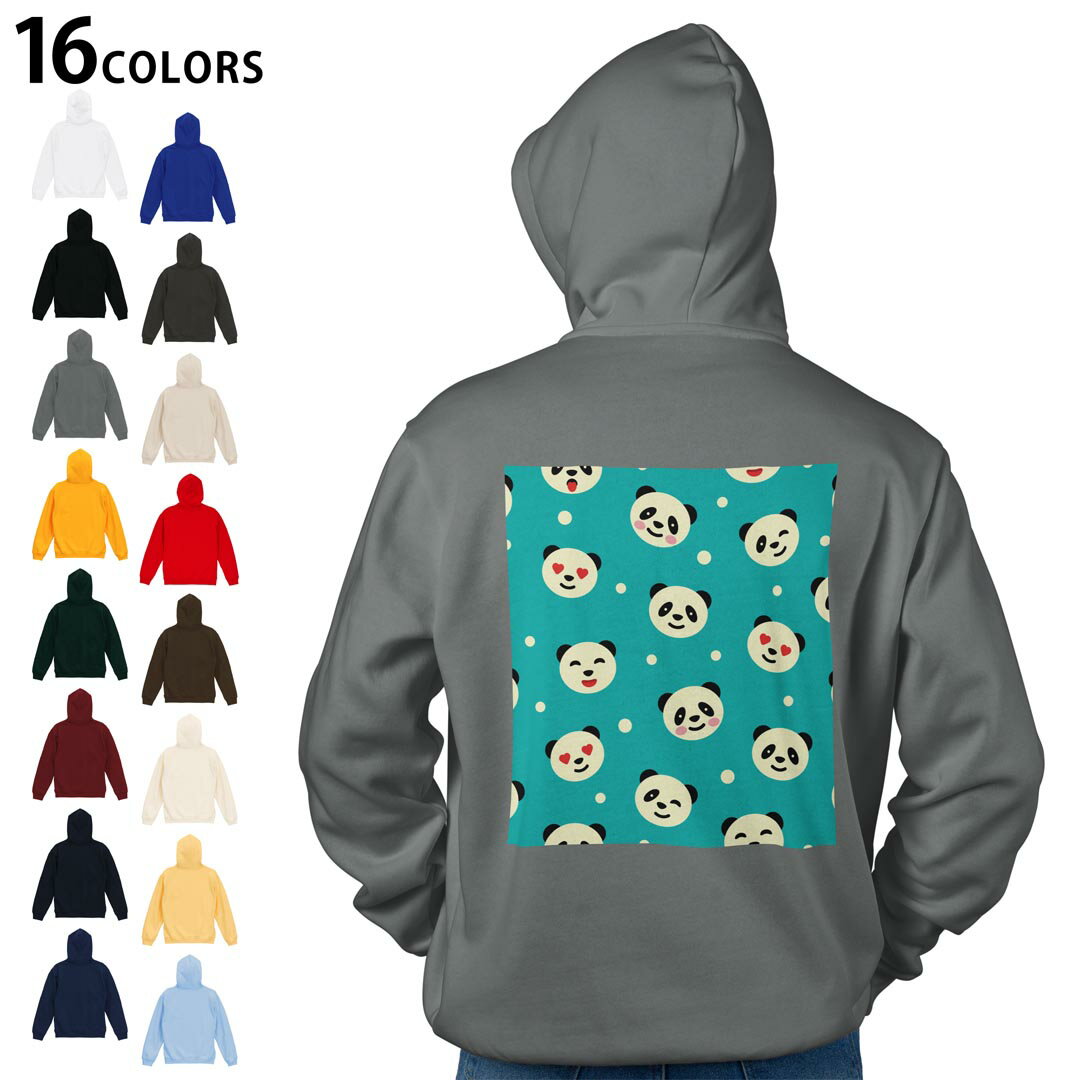 選べる16カラープルオーバー パーカー バックプリント フーディ メンズ レディース ユニセックス 長袖 デザイン S M L XL 2XL hoodie 010372 動物 パンダ 緑