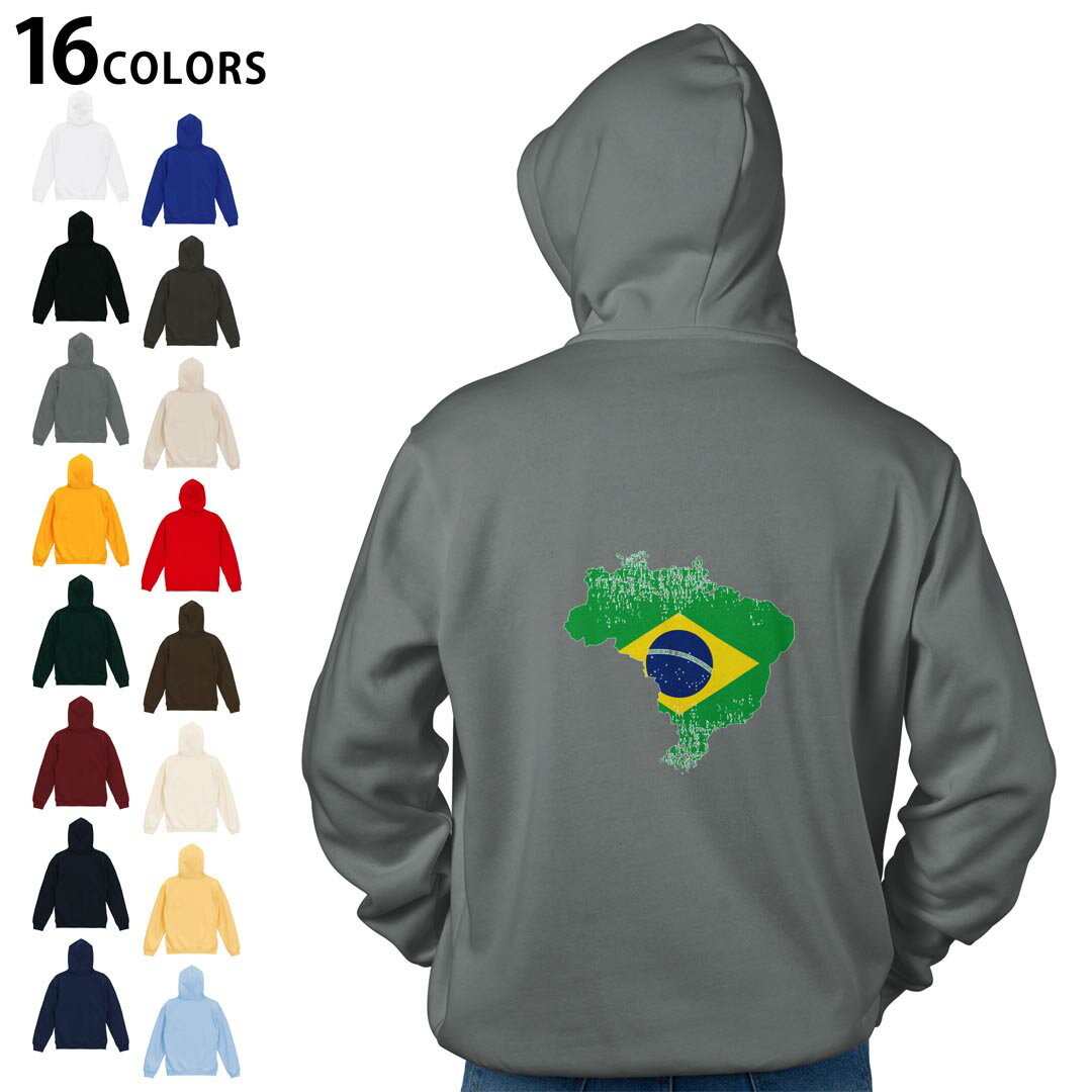 選べる16カラープルオーバー パーカー バックプリント フーディ メンズ レディース ユニセックス 長袖 デザイン S M L XL 2XL hoodie 018782 brazil ブラジル