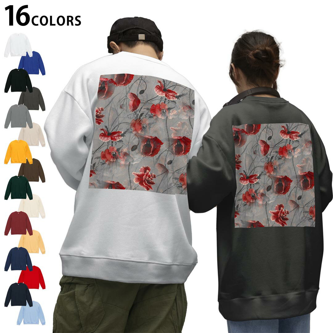 選べる16カラートレーナーバックプリント メンズ レディース ユニセックス 長袖 ホワイト グレー ブラック デザイン S M L XL 2XL swea..