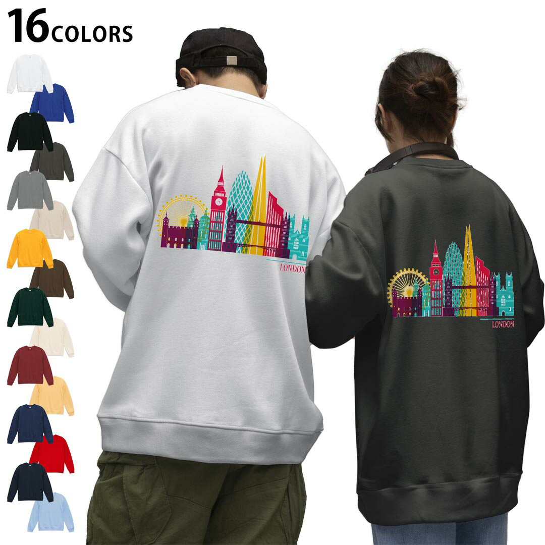 選べる16カラートレーナーバックプリント メンズ レディース ユニセックス 長袖 ホワイト グレー ブラック デザイン S M L XL 2XL swea..