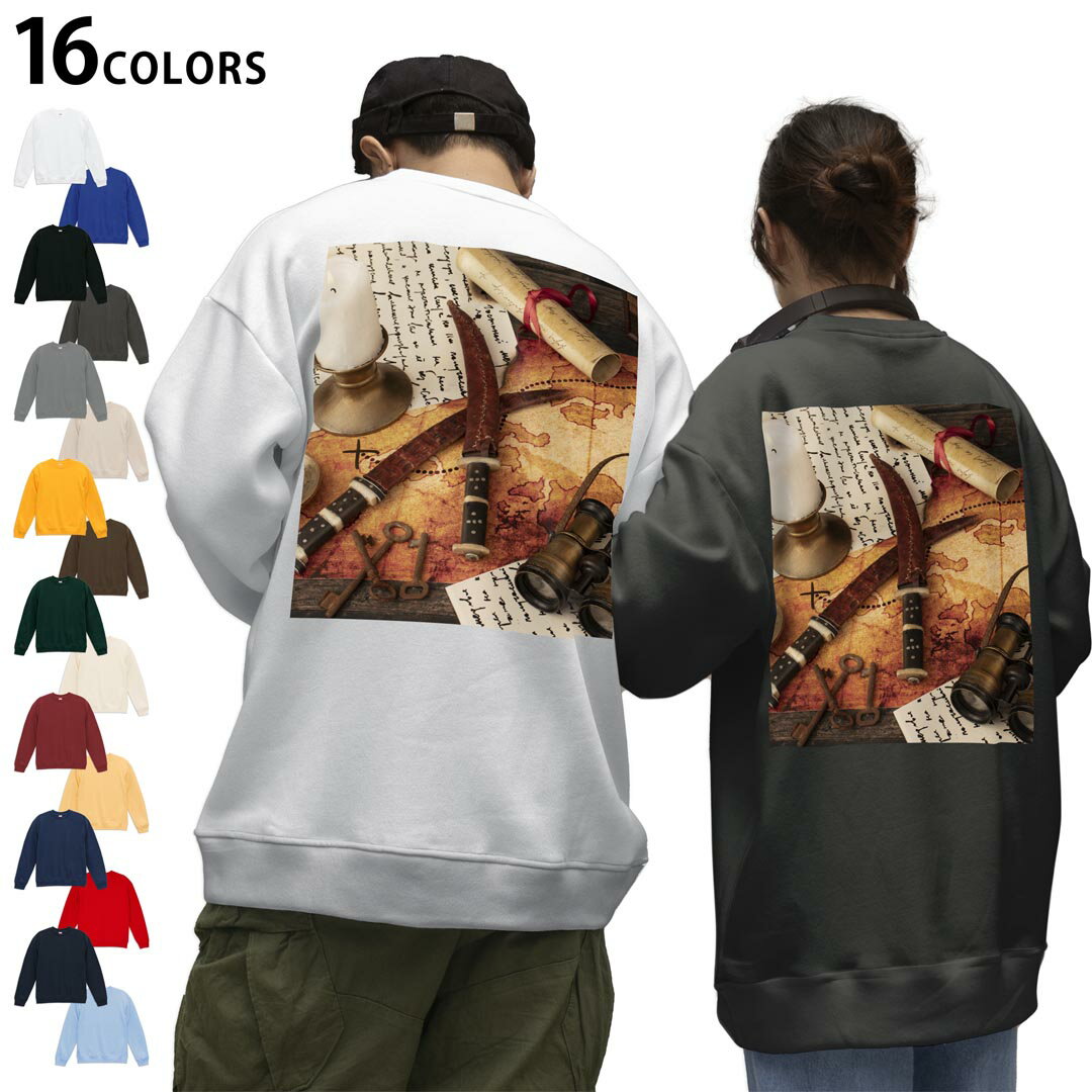 選べる16カラートレーナーバックプリント メンズ レディース ユニセックス 長袖 ホワイト グレー ブラ..