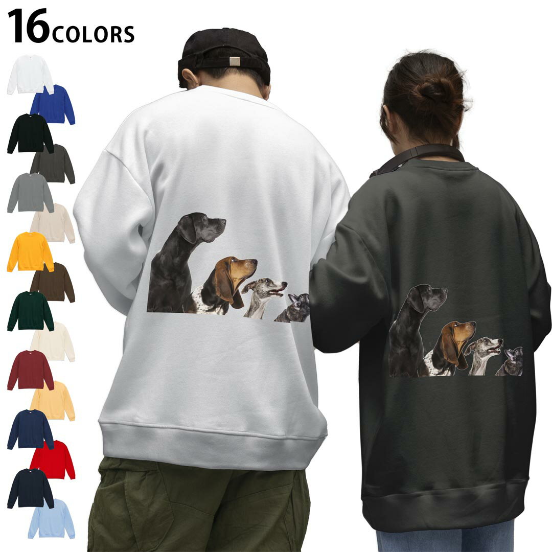 選べる16カラートレーナーバックプリント メンズ レディース ユニセックス 長袖 ホワイト グレー ブラック デザイン S M L XL 2XL swea..