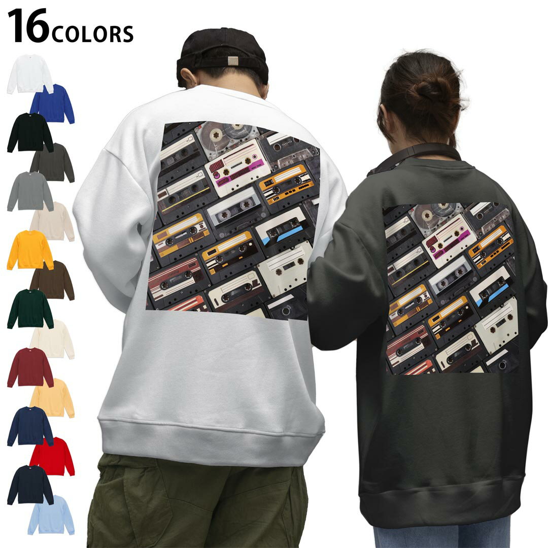 選べる16カラートレーナーバックプリント メンズ レディース ユニセックス 長袖 ホワイト グレー ブラ..