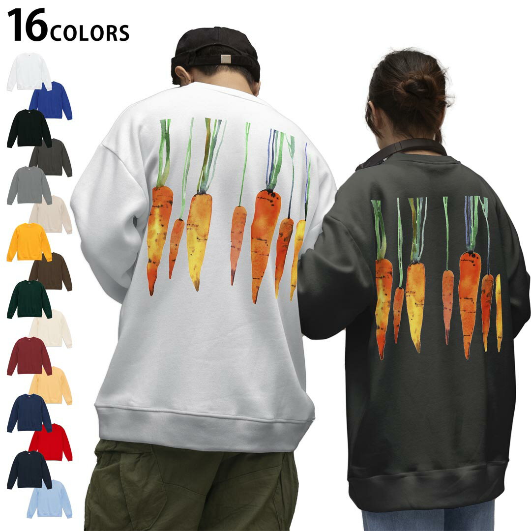 選べる16カラートレーナーバックプリント メンズ レディース ユニセックス 長袖 ホワイト グレー ブラ..