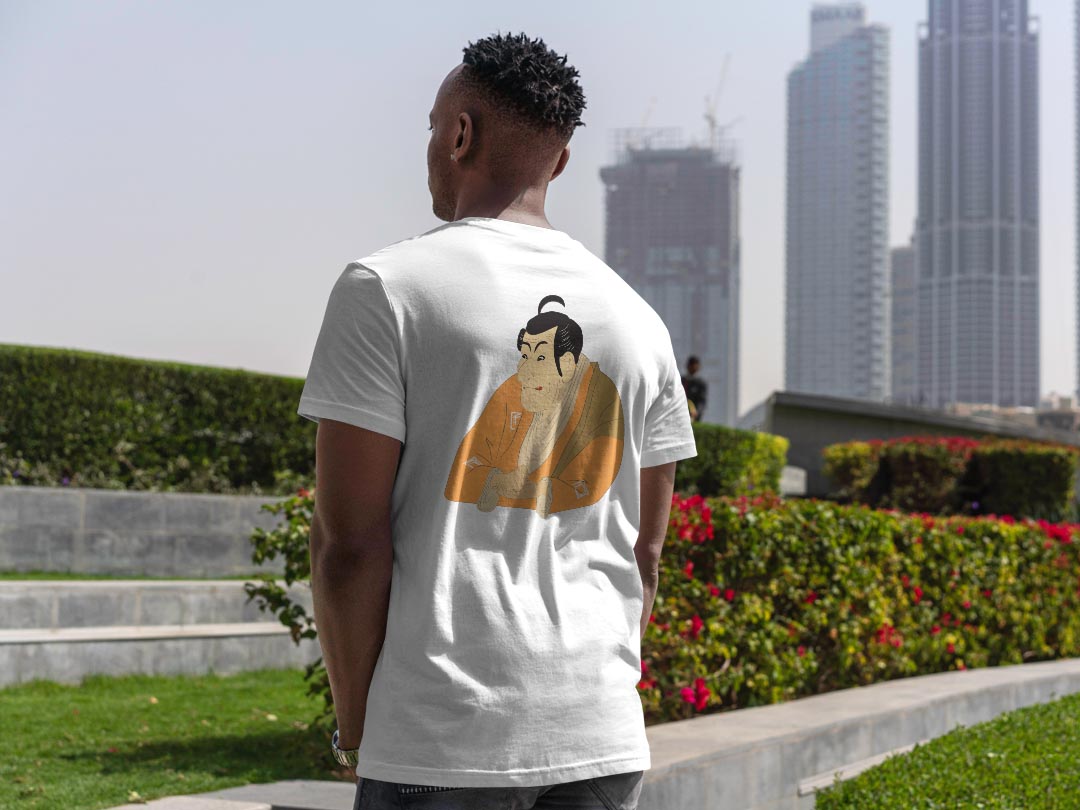 Tシャツ メンズ バックプリント半袖 ホワイト グレー デザイン XS S M L XL 2XL tシャツ ティーシャツ T shirt 032047 男性 浮世絵