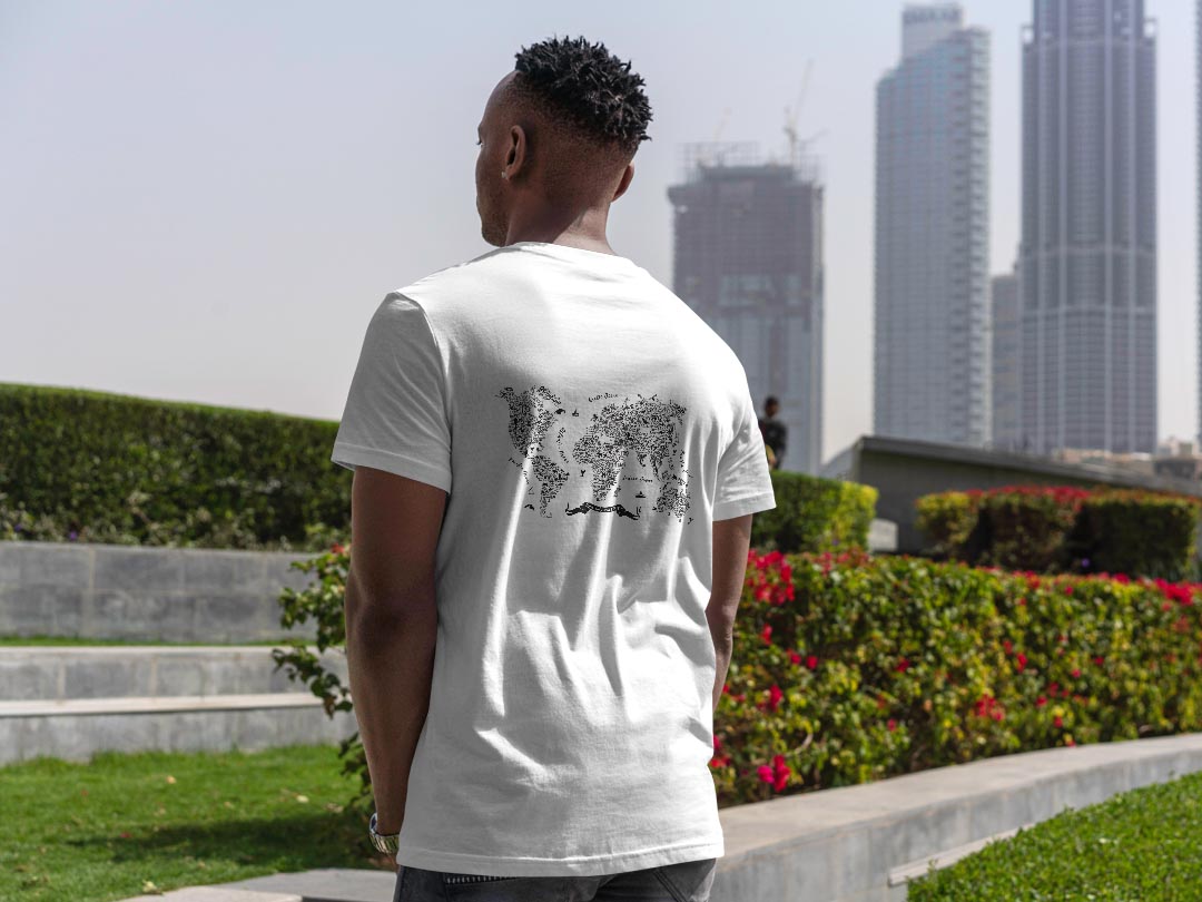 Tシャツ メンズ バックプリント半袖 ホワイト グレー デザイン XS S M L XL 2XL tシャツ ティーシャツ T shirt 017791 地図　map　ブラック