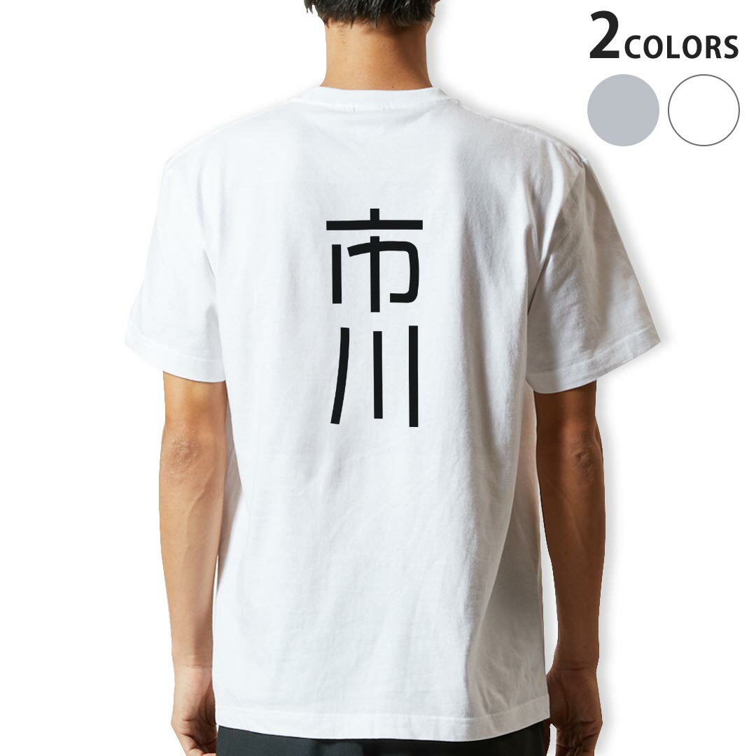 Tシャツ メンズ バックプリント半袖 ホワイト グレー デザイン XS S M L XL 2XL tシャツ ティーシャツ T shirt 021102 苗字 名前 市川