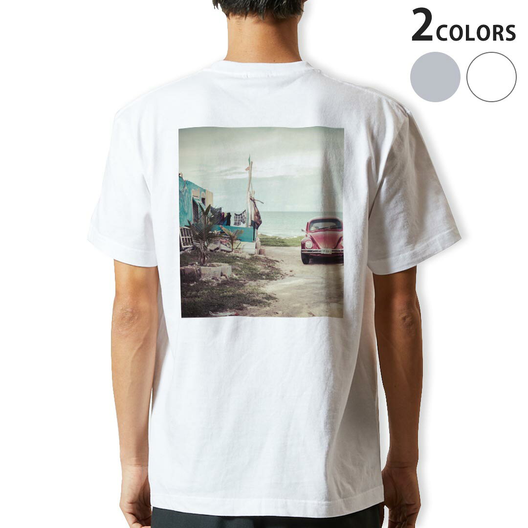 協力開發 - Tシャツ メンズ バックプリント半袖 ホワイト グレー デザイン XS S M L XL 2XL tシャツ ティーシャツ T shirt 023071 風景　写真
