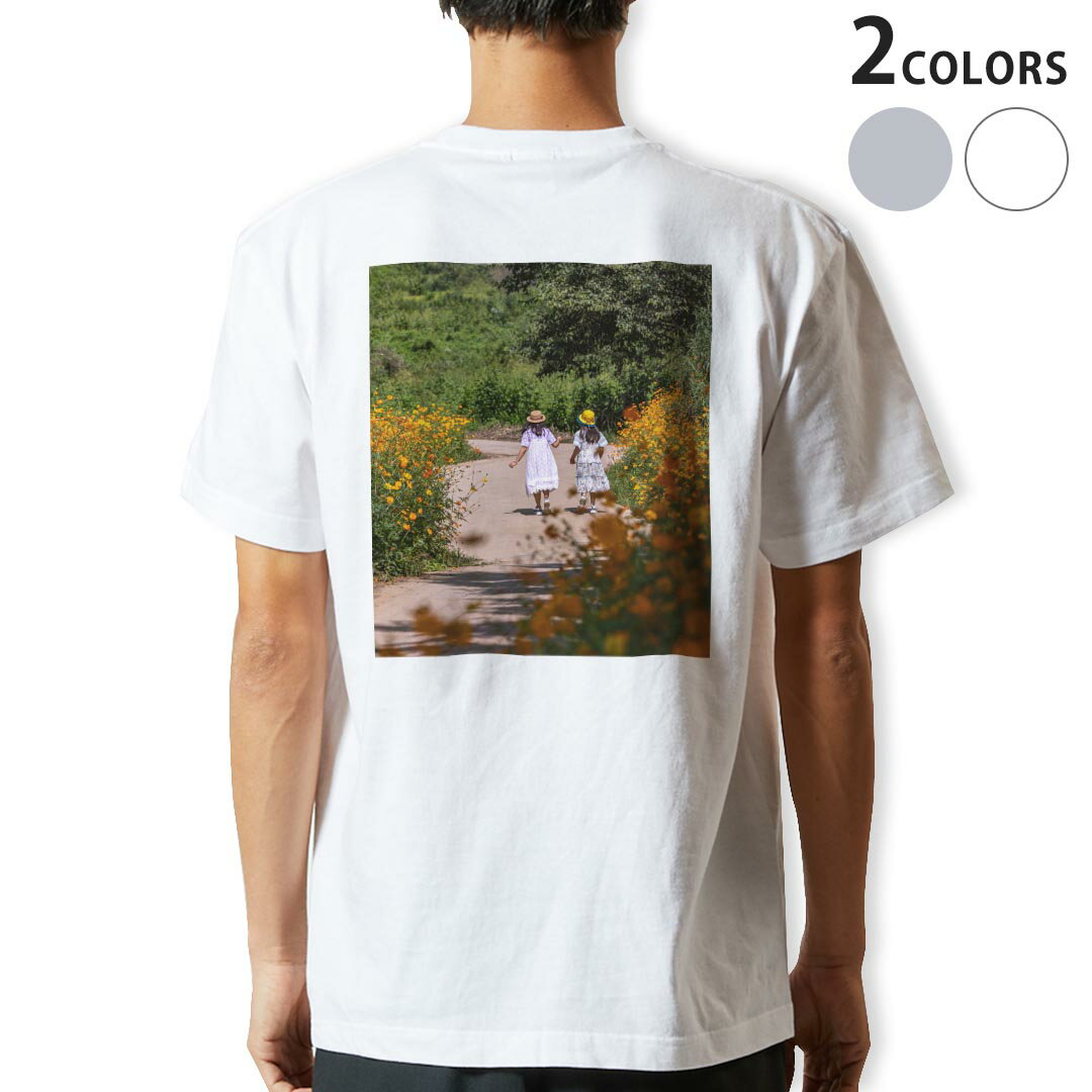 Tシャツ メンズ バックプリント半袖 ホワイト グレー デザイン XS S M L XL 2XL tシャツ ティーシャツ T shirt 023114 自然 人物 写真 子供