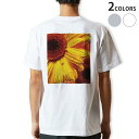 Tシャツ メンズ バックプリント半袖 ホワイト グレー デザイン XS S M L XL 2XL tシャツ ティーシャツ T shirt 023300 花 フラワー ひまわり
