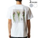Tシャツ メンズ バックプリント半袖 ホワイト グレー デザイン XS S M L XL 2XL tシャツ ティーシャツ T shirt 023314 花 フラワー チューリップ 写真