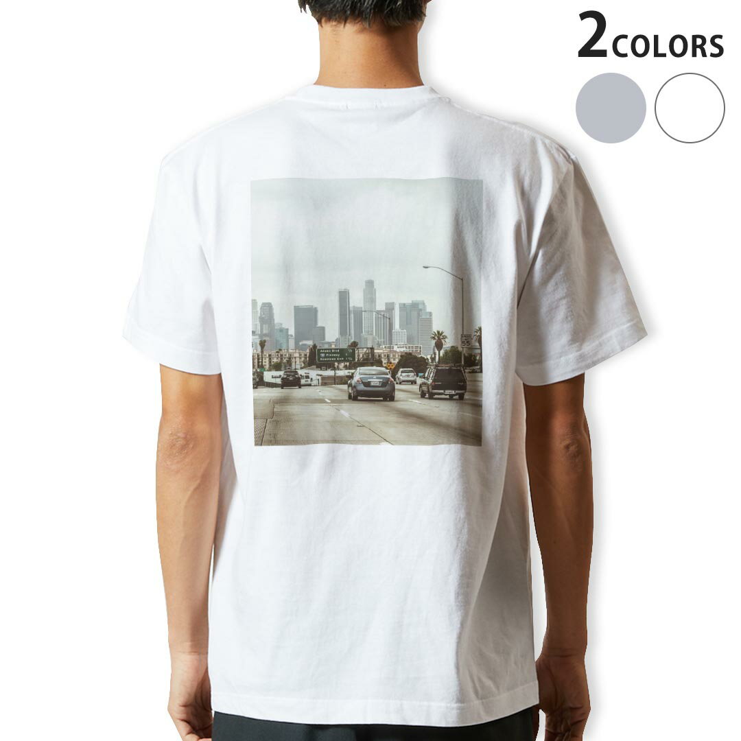 Tシャツ メンズ バックプリント半袖 ホワイト グレー デザイン XS S M L XL 2XL tシャツ ティーシャツ T shirt 023438 都市 風景 車