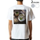 Tシャツ メンズ バックプリント半袖 ホワイト グレー デザイン XS S M L XL 2XL tシャツ ティーシャツ T shirt 023557 お茶 抹茶 茶道 日本 和