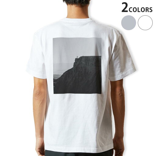 Tシャツ メンズ バックプリント半袖 ホワイト グレー デザイン XS S M L XL 2XL tシャツ ティーシャツ T shirt 023590 山 モノクロ 景色 Tシャツ メンズ バックプリント半袖 ホワイト グレー デザイン XS S M L XL 2XL tシャツ ティーシャツ T shirt 023590 山 モノクロ 景色