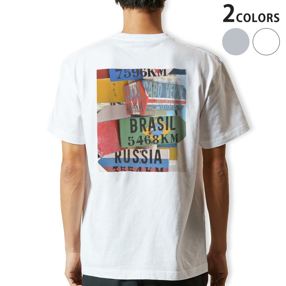 Tシャツ メンズ バックプリント半袖 ホワイト グレー デザイン XS S M L XL 2XL tシャツ ティーシャツ T shirt 023768 カラフル　看板　写真