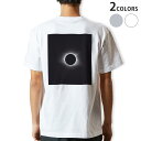 Tシャツ メンズ バックプリント半袖 ホワイト グレー デザイン XS S M L XL 2XL tシャツ ティーシャツ T shirt 023814 皆既月食 天体