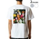 Tシャツ メンズ バックプリント半袖 ホワイト グレー デザイン XS S M L XL 2XL tシャツ ティーシャツ T shirt 023917 花 フラワー チューリップ