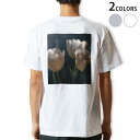 Tシャツ メンズ バックプリント半袖 ホワイト グレー デザイン XS S M L XL 2XL tシャツ ティーシャツ T shirt 023919 花 フラワー チューリップ