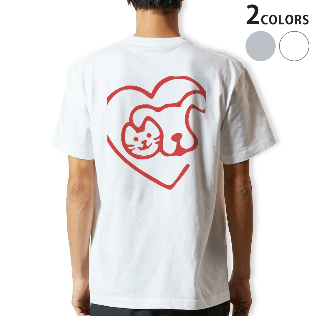Tシャツ メンズ バックプリント半袖 ホワイト グレー デザイン XS S M L XL 2XL tシャツ ティーシャツ T shirt 026105 犬　ネコ