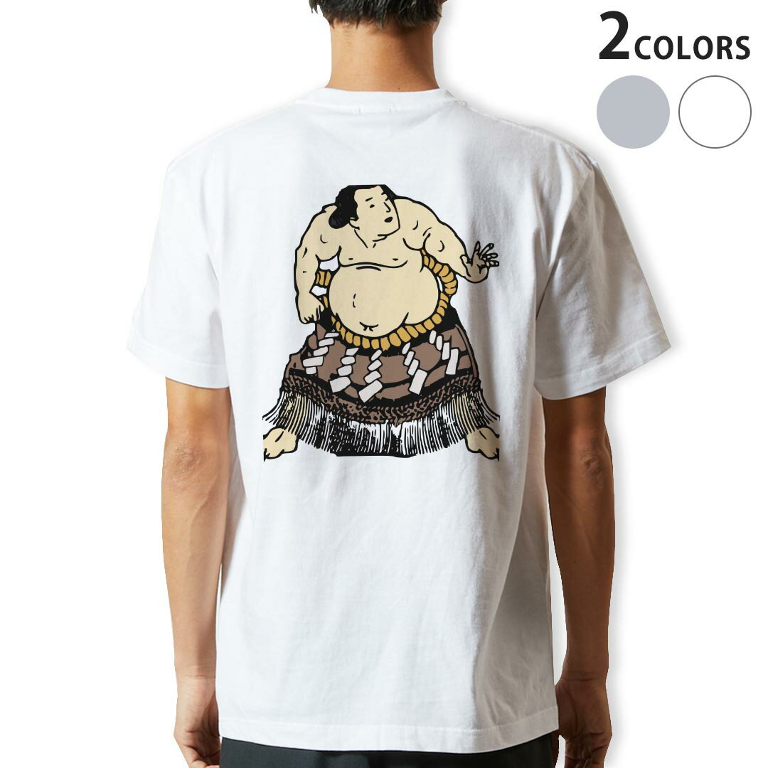 Tシャツ メンズ バックプリント半袖 ホワイト グレー デザイン XS S M L XL 2XL tシャツ ティーシャツ T shirt 026177 相撲　関取　日本　和