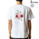 Tシャツ メンズ バックプリント半袖 ホワイト グレー デザイン XS S M L XL 2XL tシャツ ティーシャツ T shirt 031698 バラ 花束