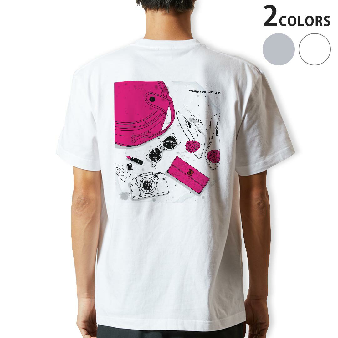 Tシャツ メンズ バックプリント半袖 ホワイト グレー デザイン XS S M L XL 2XL tシャツ ティーシャツ T shirt 006112 イラスト　旅行　カメラ