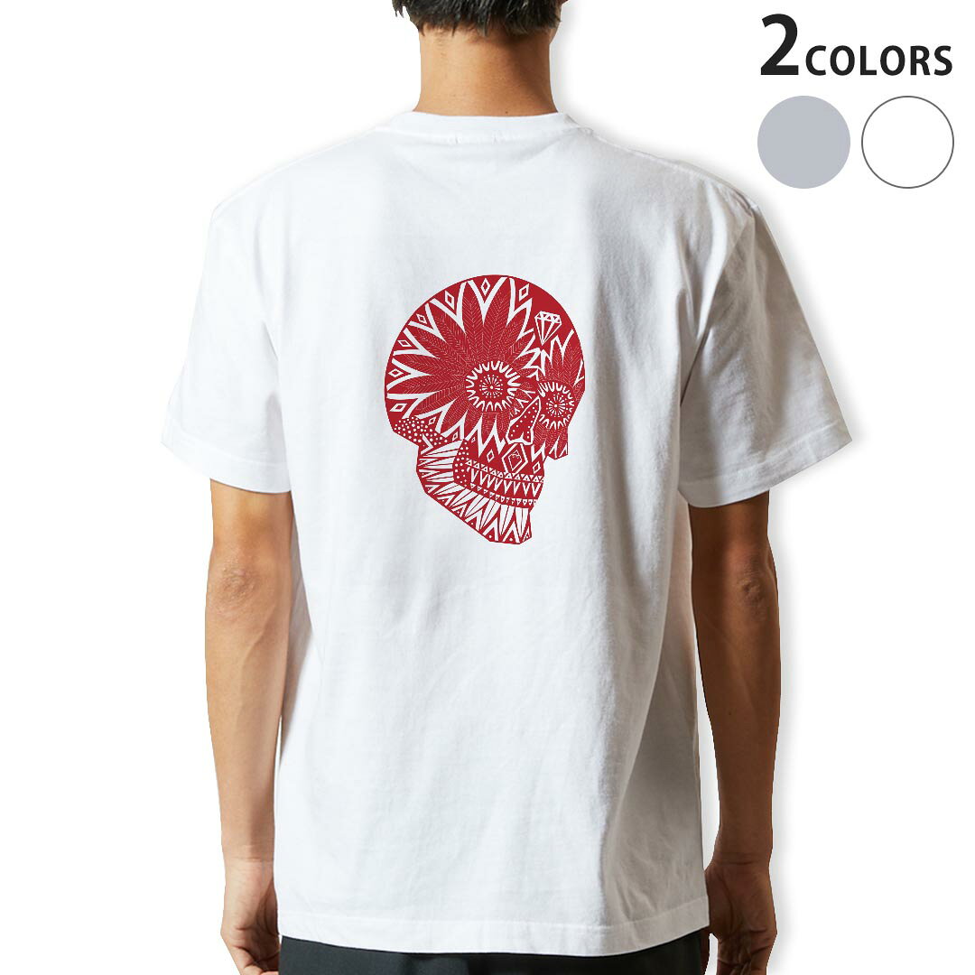 Tシャツ メンズ バックプリント半袖 ホワイト グレー デザイン XS S M L XL 2XL tシャツ ティーシャツ T shirt 008925 赤　レッド　骸骨　ドクロ