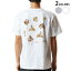 Tシャツ メンズ バックプリント半袖 ホワイト グレー デザイン XS S M L XL 2XL tシャツ ティーシャツ T shirt 010830 熊　ぬいぐるみ