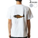 Tシャツ メンズ バックプリント半袖 ホワイト グレー デザイン XS S M L XL 2XL tシャツ ティーシャツ T shirt 013187 鯉 魚 ...